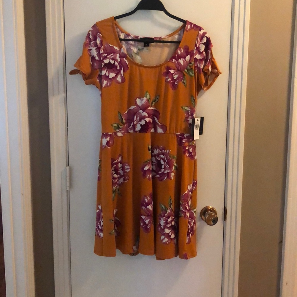 Yellow floral print dress